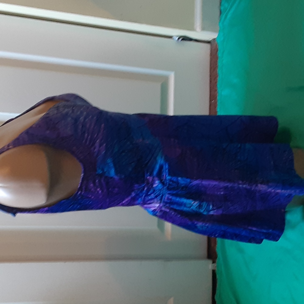 ROXANNE  PURPLE,BLUE FLORAL ONE PIECE SWIMSUIT WITH SKIRT, 16/38B - Picture 3 of 11